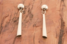 Artie Yellowhorse 2 1/4 long Sterling Silver Native American Earrings